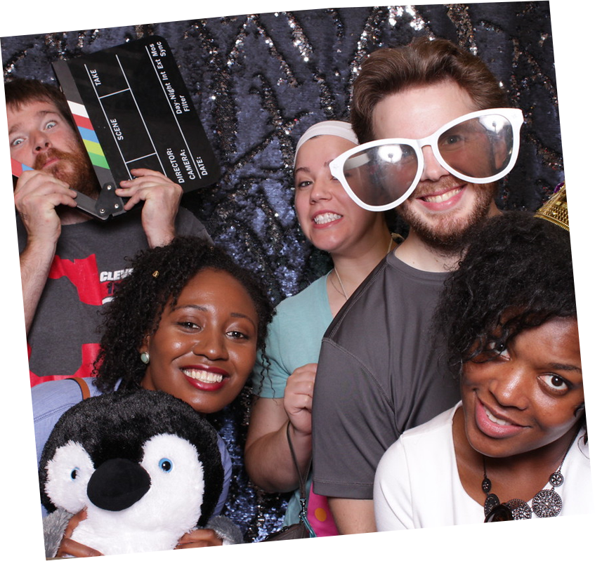 Five event guests in photo booth