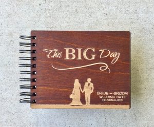 Custom Photo booth ablum with the big day carved on the cover