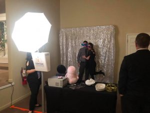 Silver backdrop in open air photo booth at toledo event