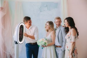 selfie station at a wedding